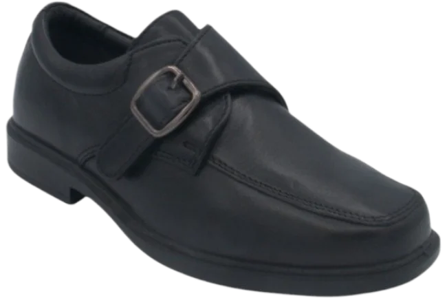 Benelaccio Boys' Leather Moc Toe Buckle Shoes - Black - view 5